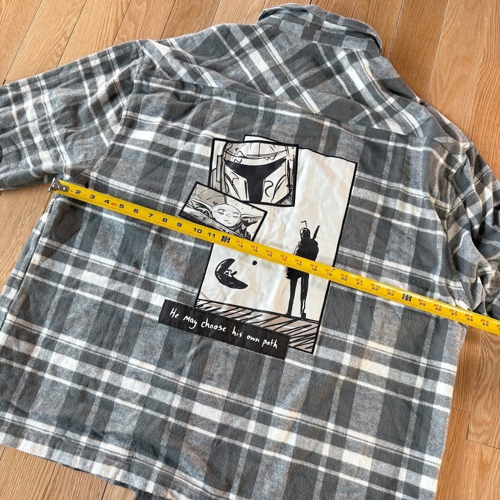 Star Wars Concept Series Jacket Men XXL Gray Plaid Flannel Mandalorian Shacket - Picture 7 of 12